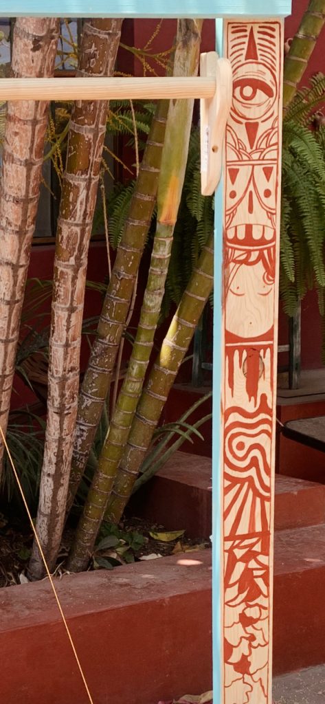 Close up of painting on hand washing station