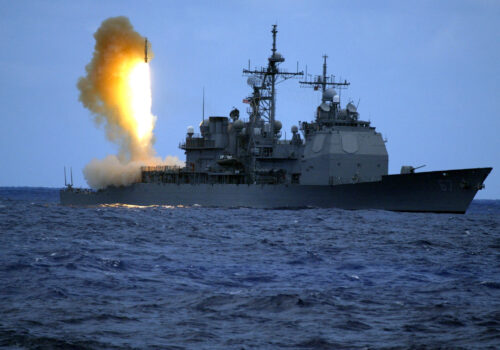 SM-3 is launched from guided missile cruiser USS Shiloh during ballistic missile flight test in Pacific Ocean